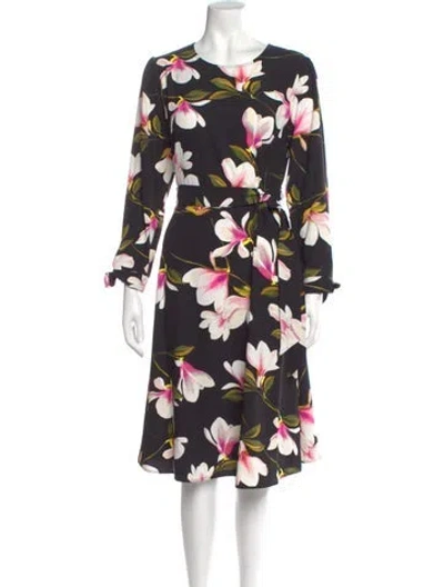 Pre-owned Halston Floral Print Midi Length Dress In Multi
