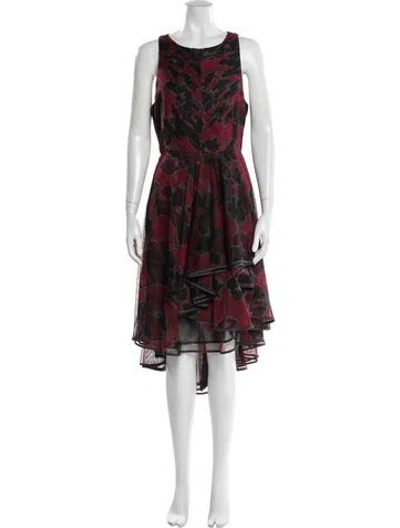 Pre-owned Halston Floral Print Midi Length Dress In Multi