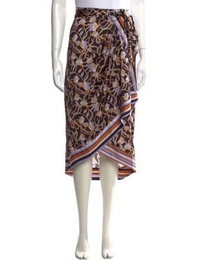 Pre-owned Halston Floral Print Midi Length Skirt In Multicolor
