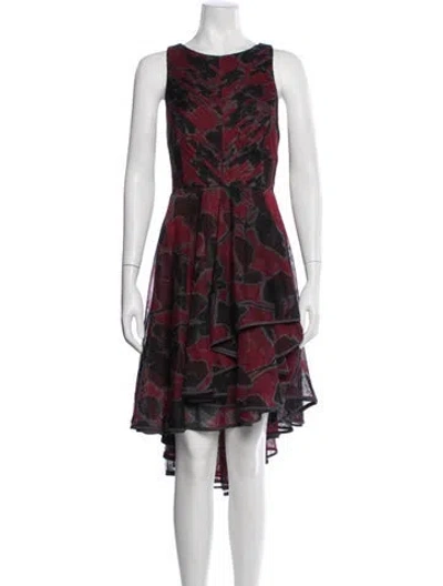 Pre-owned Halston Floral Print Mini Dress In Black