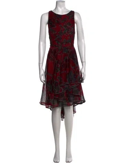 Pre-owned Halston Floral Print Mini Dress In Black/burgundy