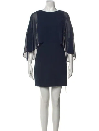 Pre-owned Halston Floral Print Mini Dress In Blue