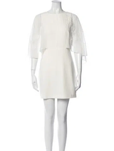 Pre-owned Halston Floral Print Mini Dress In Metallic/white