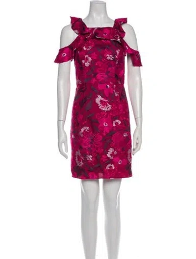 Pre-owned Halston Floral Print Mini Dress In Pink