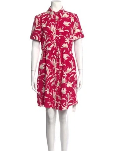 Pre-owned Halston Floral Print Mini Dress In Pink