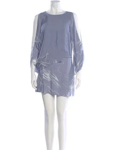 Pre-owned Halston Graphic Print Mini Dress In Purple