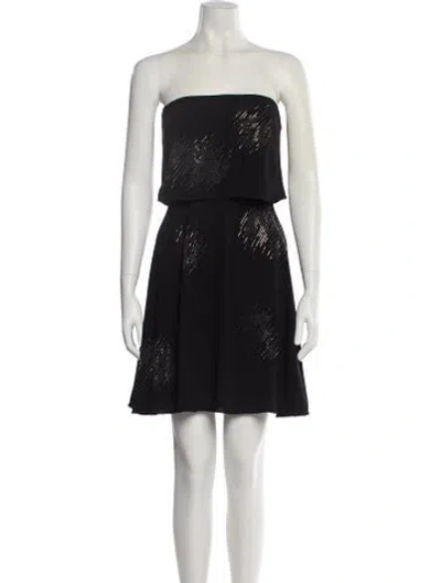 Pre-owned Halston Graphic Print Mini Dress W/ Tags In Black