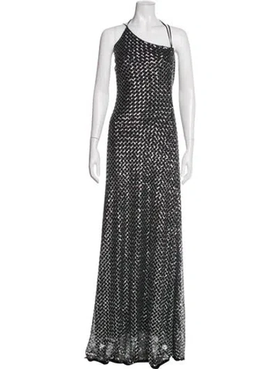 Pre-owned Halston Halter Long Dress In Black