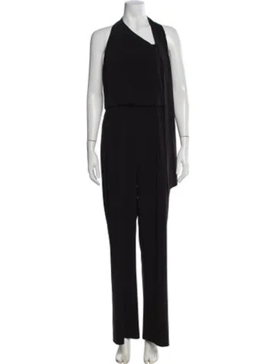 Pre-owned Halston Halterneck Jumpsuit In Black