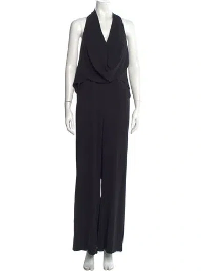 Pre-owned Halston Halterneck Jumpsuit In Black