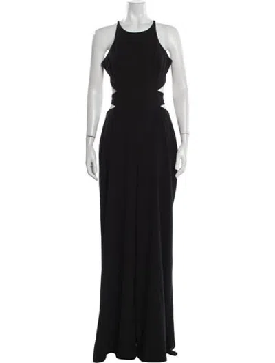 Pre-owned Halston Halterneck Jumpsuit In Black