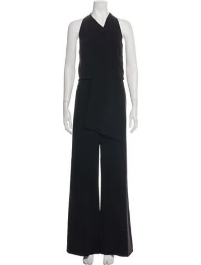 Pre-owned Halston Halterneck Jumpsuit W/ Tags In Black