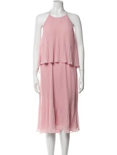 Pre-owned Halston Halterneck Knee-length Dress In Pink