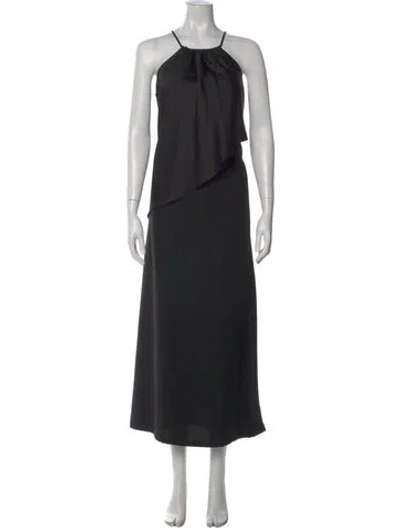 Pre-owned Halston Halterneck Long Dress In Black