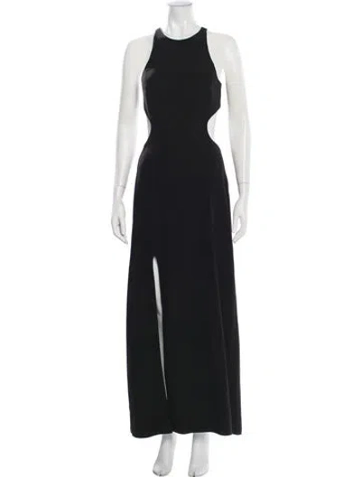 Pre-owned Halston Halterneck Long Dress In Black
