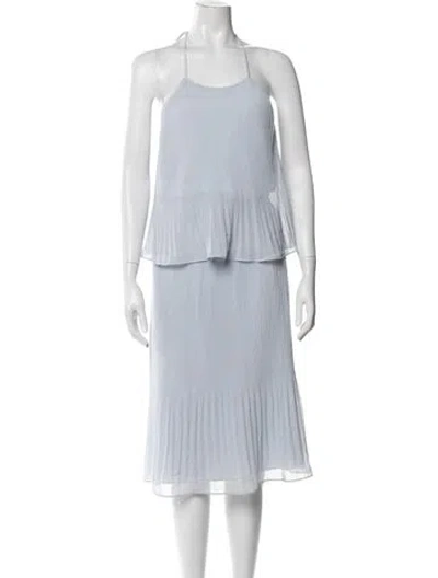 Pre-owned Halston Halterneck Long Dress In Blue