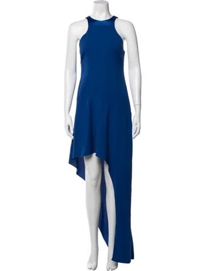 Pre-owned Halston Halterneck Long Dress In Blue