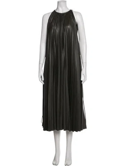 Pre-owned Halston Halterneck Long Dress In Green