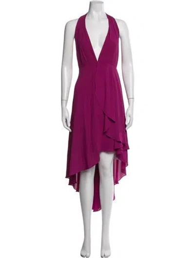Pre-owned Halston Halterneck Long Dress In Pink
