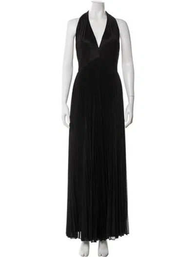 Pre-owned Halston Halterneck Long Dress W/ Tags In Black
