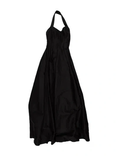 Pre-owned Halston Halterneck Long Dress W/ Tags In Black