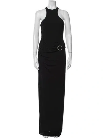 Pre-owned Halston Halterneck Long Dress W/ Tags In Black