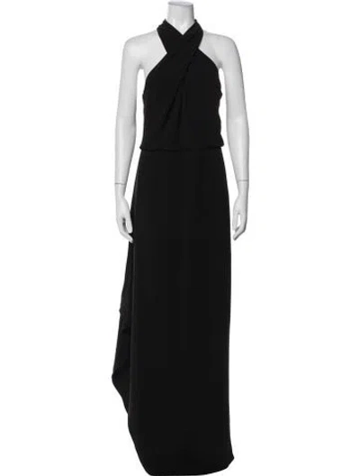Pre-owned Halston Halterneck Long Dress W/ Tags In Black