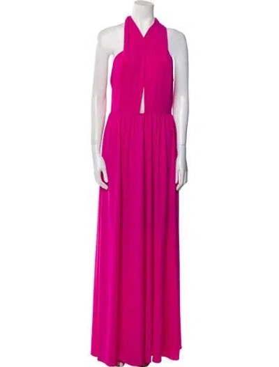 Pre-owned Halston Halterneck Long Dress W/ Tags In Pink
