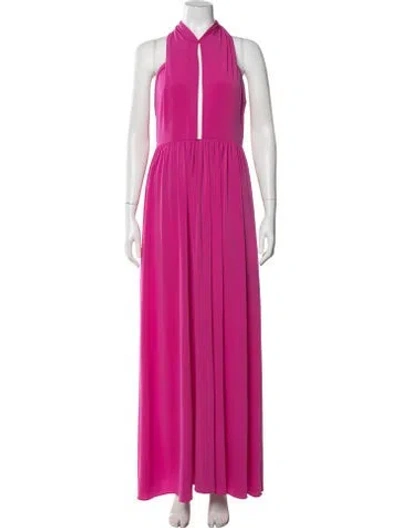 Pre-owned Halston Halterneck Long Dress W/ Tags In Pink