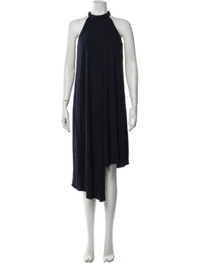Pre-owned Halston Halterneck Midi Length Dress In Black