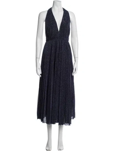 Pre-owned Halston Halterneck Midi Length Dress In Green