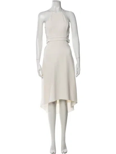 Pre-owned Halston Halterneck Midi Length Dress In Neutrals
