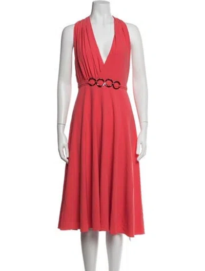 Pre-owned Halston Halterneck Midi Length Dress In Pink