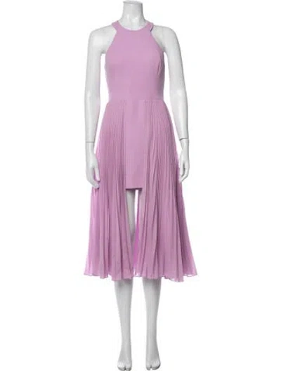 Pre-owned Halston Halterneck Midi Length Dress In Purple