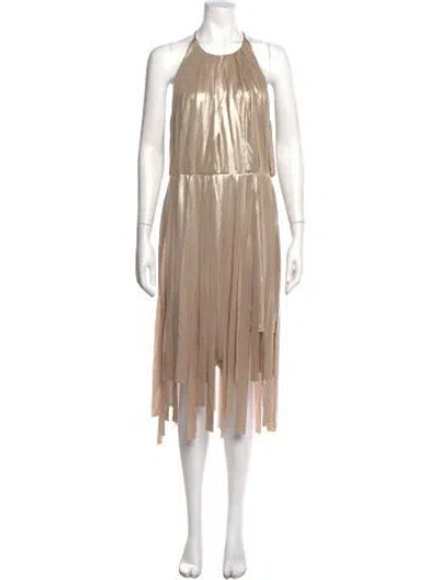 Pre-owned Halston Halterneck Midi Length Dress W/ Tags