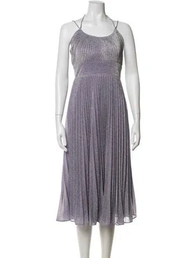 Pre-owned Halston Halterneck Midi Length Dress W/ Tags In Purple
