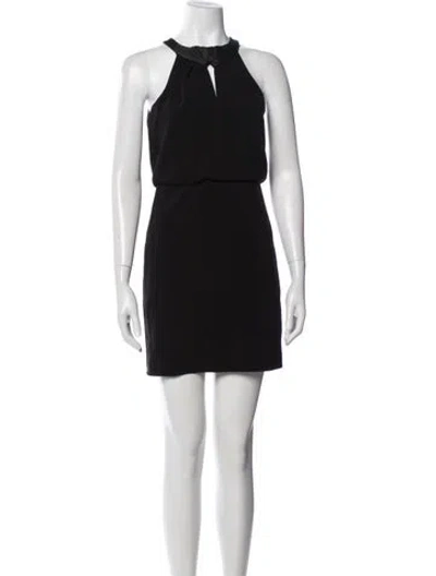 Pre-owned Halston Halterneck Mini Dress In Black