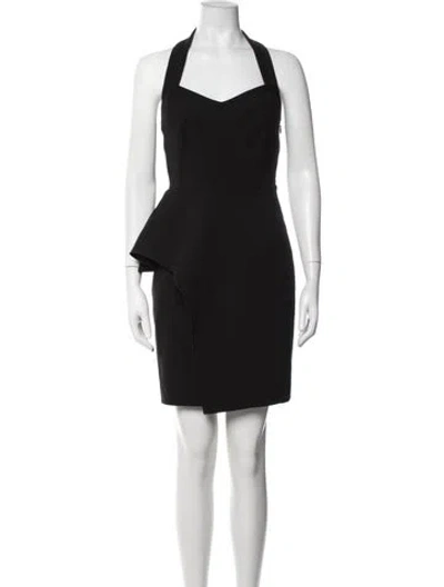 Pre-owned Halston Halterneck Mini Dress In Black