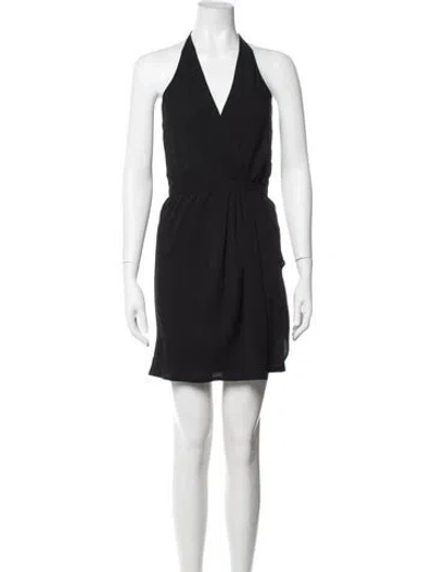 Pre-owned Halston Halterneck Mini Dress In Black