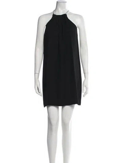 Pre-owned Halston Halterneck Mini Dress In Black