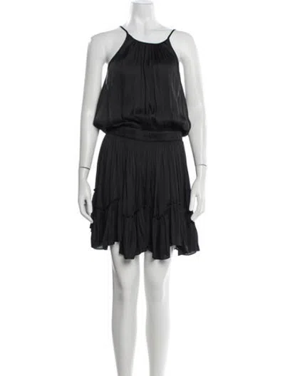 Pre-owned Halston Halterneck Mini Dress In Black