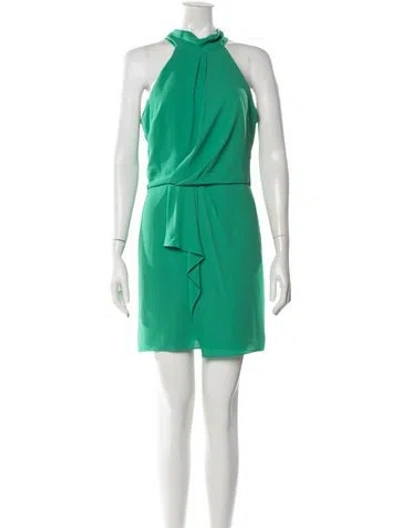 Pre-owned Halston Halterneck Mini Dress In Green