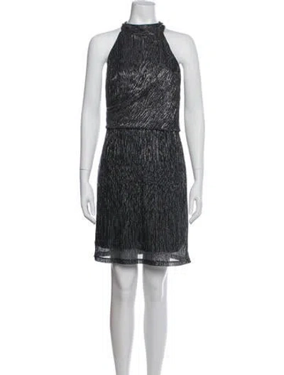 Pre-owned Halston Halterneck Mini Dress In Multi