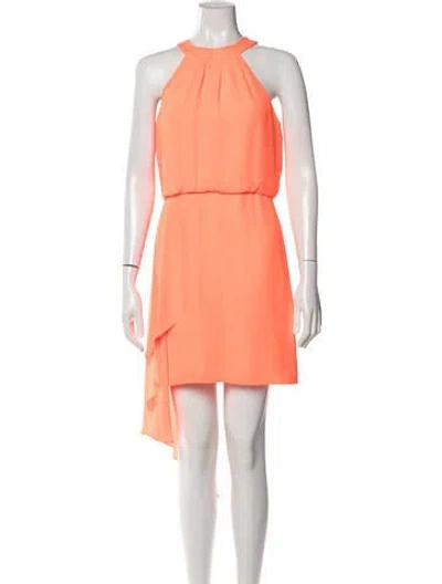 Pre-owned Halston Halterneck Mini Dress In Orange