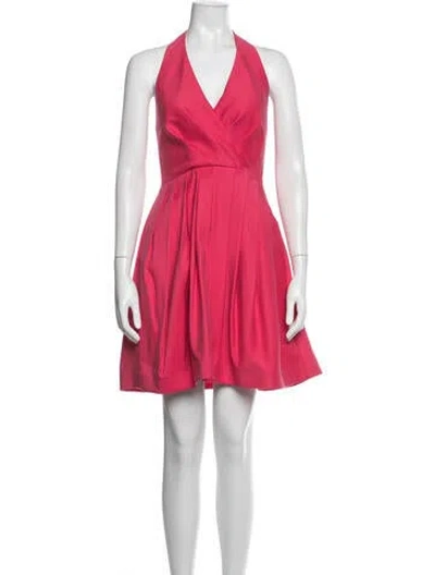 Pre-owned Halston Halterneck Mini Dress In Pink
