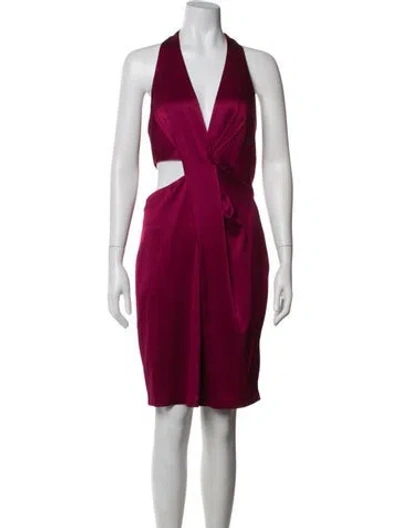 Pre-owned Halston Halterneck Mini Dress In Pink