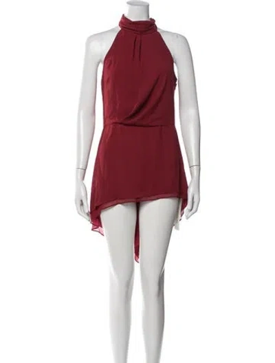 Pre-owned Halston Halterneck Mini Dress In Red