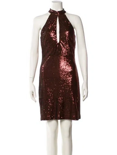 Pre-owned Halston Halterneck Mini Dress W/ Tags In Multi