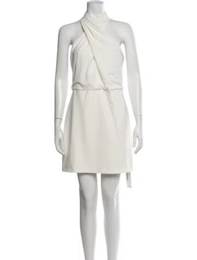 Pre-owned Halston Halterneck Mini Dress W/ Tags In Neutrals