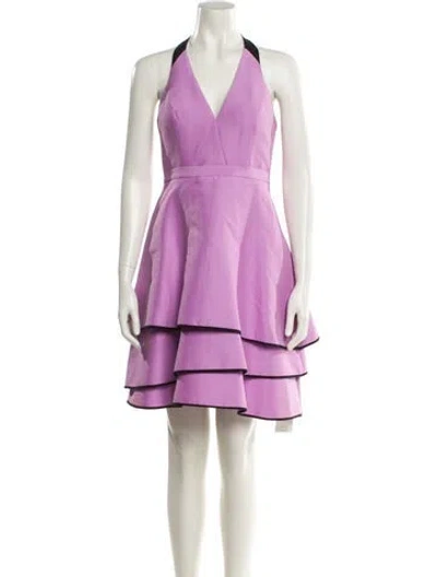 Pre-owned Halston Halterneck Mini Dress W/ Tags In Purple